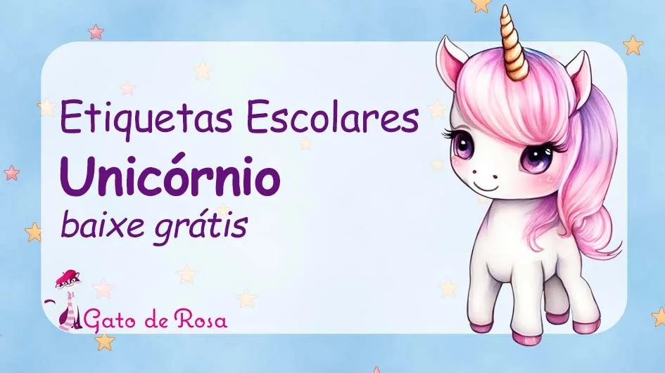 Etiquetas escolares de Unicórnio